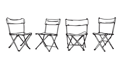 Foldable Chair Line Art Illustration Capturing Simple Elegance and Design