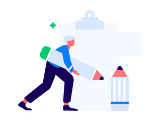 Invite friends to conduct questionnaire flat vector concept operation hand drawn illustration
