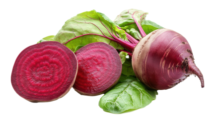 Vibrant red beetroot and fresh greens arranged beautifully on a clean surface ready for cooking or salad preparation