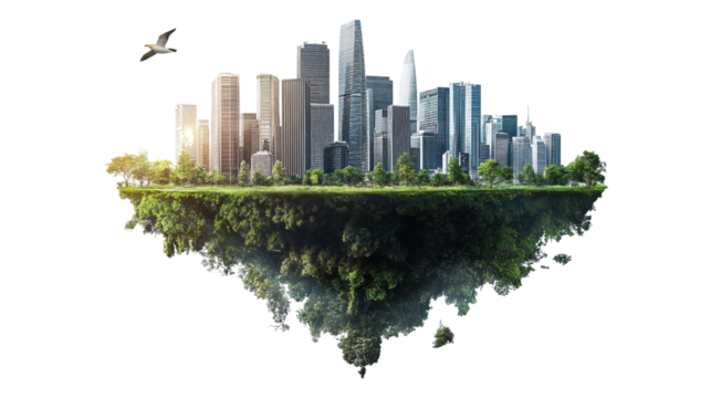 Floating corporate sustainability KPI tracker dashboard, isolated, PNG format, transparent background. Varient 3