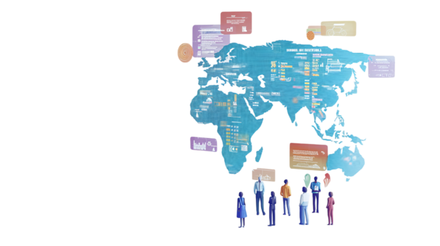 Floating cross-border financial inclusion access dashboard, isolated, PNG format, transparent background. Varient 3 - Powered by Adobe
