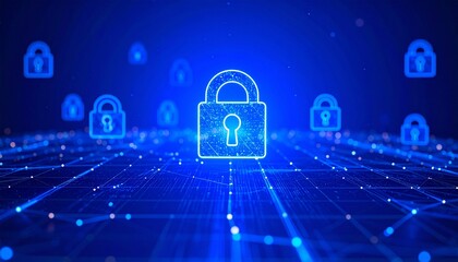 An abstract representation of a keyhole safeguarding data.  