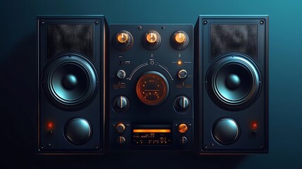 Fototapeta premium Vintage Stereo System with Dark Background.