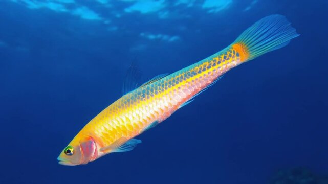 Vibrant tropical fish in ocean depths.