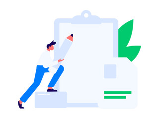 Invite friends to conduct questionnaire flat vector concept operation hand drawn illustration
