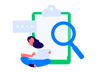 Invite friends to conduct questionnaire flat vector concept operation hand drawn illustration
