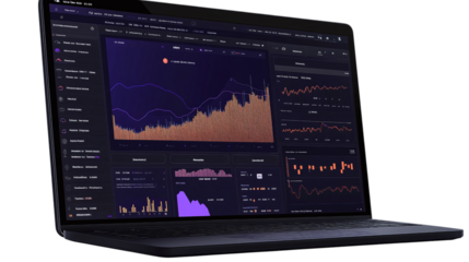 Floating crypto arbitrage platform analytics dashboard, isolated, PNG format, transparent background. Varient 4