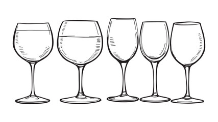 Frosted Wine Glass Line Art Showcasing Subtle Beauty in Detail