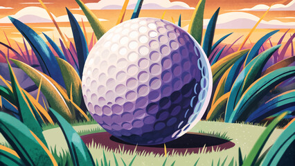 Close up of golf ball resting on vibrant green grass field vector. Clean and focused sports background ideal for golf branding, tournament promotions, and outdoor lifestyle designs