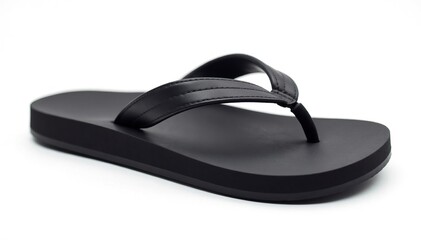 Single black flip-flop isolated on white background , style, minimal, vacation