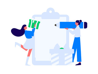Invite friends to conduct questionnaire flat vector concept operation hand drawn illustration
