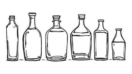 Glass Bottle line art illustration with elegant and intricate details