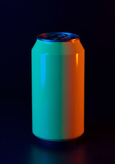 Obraz premium A vibrant, brightly lit can, showcasing a striking gradient of green and orange hues