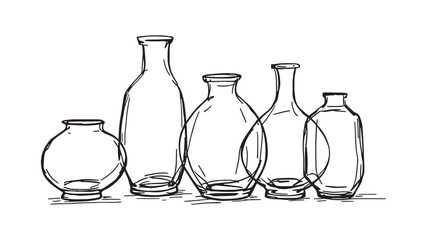 Glass Vase line art beautiful hand drawn sketch for display