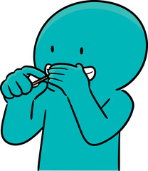 Illustration of man using toothpick
