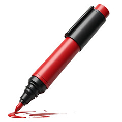 Fototapeta premium Red Marker Pen Drawing, Ink, Spill, Art Supply