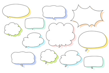 Colorful shadowed speech bubble set