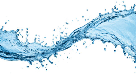 Blue Water Splashing Isolated on White Background