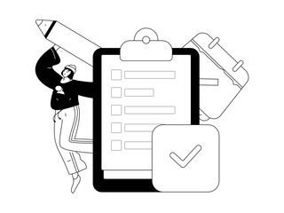 Invite friends to conduct questionnaire flat vector concept operation hand drawn illustration
