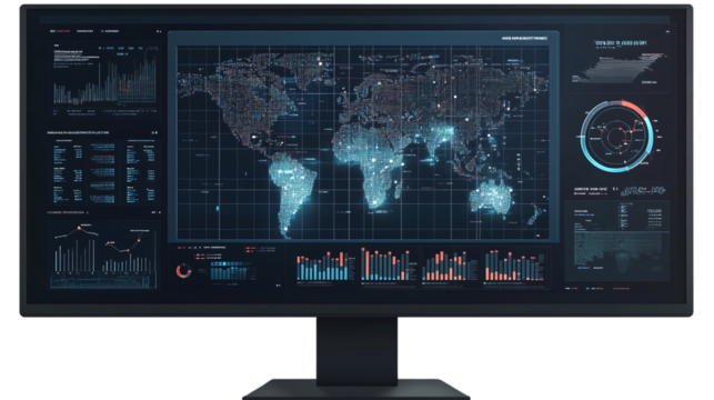 Floating digital asset cross-border compliance dashboard, isolated, PNG format, transparent background. Varient 4