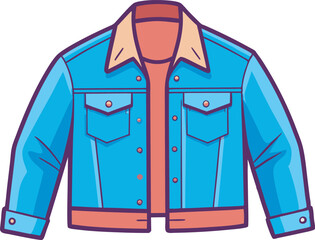 A stylish denim jacket vector art illustration showcasing detailed stitching, pockets, and classic design, perfect for fashion, branding, or graphic projects.