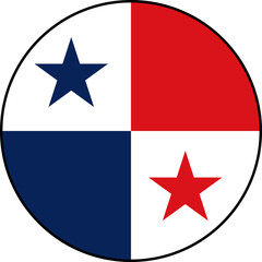 Panamanian flag icon on transparent background. Circular flag of Panama on transparent background. Vector icon with black outline around the flag
