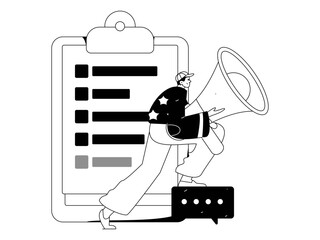 Invite friends to conduct questionnaire flat vector concept operation hand drawn illustration
