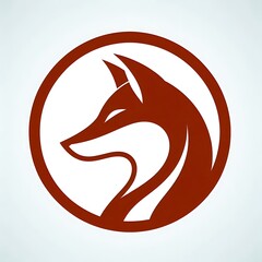 Obraz premium Minimalist fox head icon in burnt orange