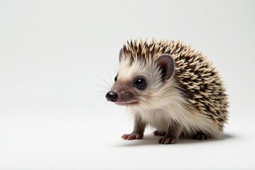 Obraz premium A lone hedgehog on a bright white backdrop Sharp detail, neutral expression , wildlife, isolated