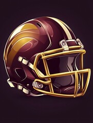Fototapeta premium <Modern Stylized Football Helmet Illustration in Team Colors and Iconic Logo for American Sports Culture>
