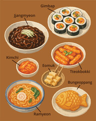 Korean dish illustration water colour