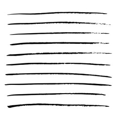 Hand-drawn ink strokes and grunge textures isolated on white background, set of hand-drawn ink brushes, vector illustration