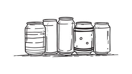 Soda can line art drawing of detailed retro beverage design