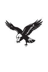 Obraz premium Flying Eagle Silhouette Vector. Bald Eagle Attack Pose Clipart Design.