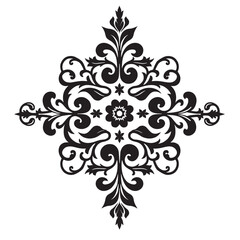Vintage Floral Ornament Design. Elegant Black Decorative Vector Motif.