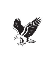Obraz premium Flying Eagle Silhouette Vector. Bald Eagle Attack Pose Clipart Design.