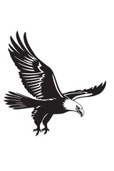 Obraz premium Flying Eagle Silhouette Vector. Bald Eagle Attack Pose Clipart Design.