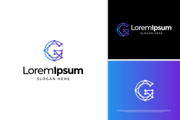 Fototapeta premium Letter G technology logo concept creative. Initial G digital logo design template