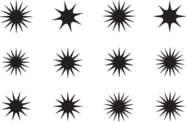 Black Star Icon Set – Geometric and Symmetrical Shapes for Design
