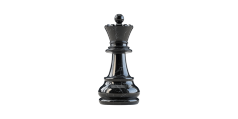 Black Chess Queen Piece. Symbol Of Strategy And Leadership In Chess Game Isolated On Transparent Background