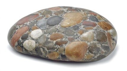 Obraz premium Conglomerate Rock, Multicolored Pebbles Stone, Closeup Texture