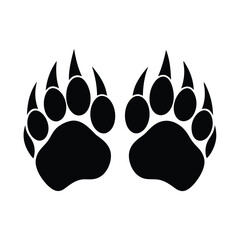 Bear Paw Print with Claws Silhouette Vector Illustration