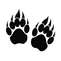 Bear Paw Two Claw Prints Silhouette Vector Illustration