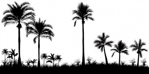 palm trees silhouette outdoors nature isolated on white background PNG