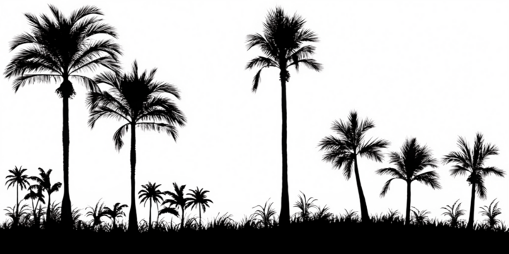 palm trees silhouette outdoors nature isolated on white background PNG