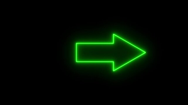 Arrow-shaped neon sign. Neon arrow symbol icon. Directional sign arrow points to the right ,Abstract directional neon arrow icon animation ,neon arrow loading animation. 4k