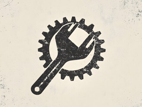 Adjustable Wrench and Gear Tools Vector Illustration for Mechanical Engineering and Repair Industry