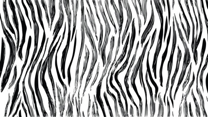 Intricate Patterns of Zebra Fur Texture, Modern Tiger Stripe Seamless Vector