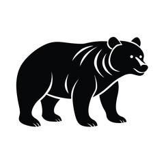 Fototapeta premium Grizzly Bear Black Silhouette Vector Illustration Solid and Strong Graphic