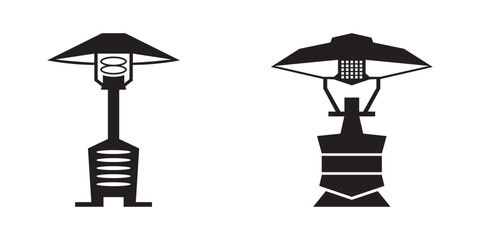 Vector illustration of outdoor gas heater silhouettes
